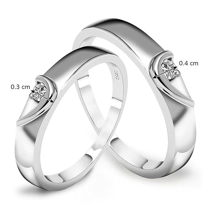 Peora Silver Plated Trendy Elegant Austrian Crystal Couple Rings for Lovers Anniversary Engagement Promise Jewellery for Men and Women Girlfriends Boyfriends…
