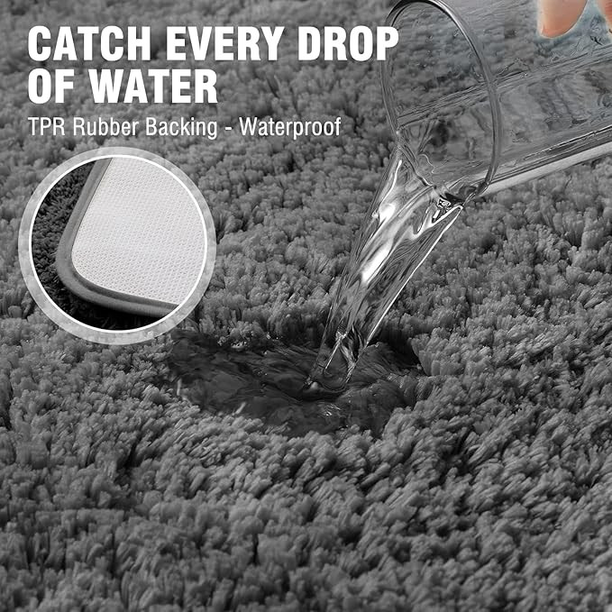 Microfiber Bathroom Mat Anti Skid-Highly Absorbent Super Soft Door Mats for Home Kitchen Living Room-2000 GSM Floor Mat (Grey, 40x60 cm-Pack of 1)