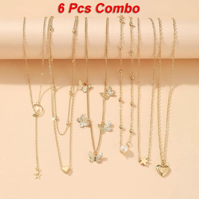 Shining Diva Fashion 5-7 Pcs Combo Latest Stylish Western Necklace Set for Women Pendant Necklace Gifts for Girls