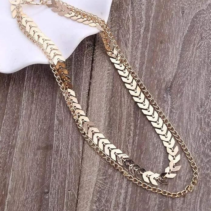 Yellow Chimes Necklace for Women and Girls Choker Chain Necklace for Women | Silver Golden Link Chain Choker Necklace for Girls | Birthday Gift for girls and women Anniversary Gift for Wife