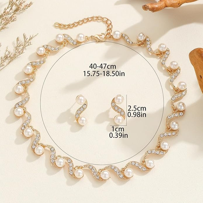 Shining Diva Fashion Latest Stylish Design Fancy Pearl Necklace Jewellery Set for Women (16463s)
