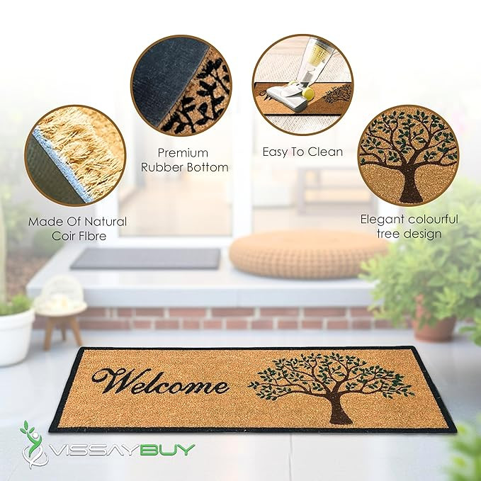 Coir Mat| Main Door Mats for Entrance | Doormats for Main Door Entrance | Door Mats for Home Entrance Large | Welcome Mats for Door Entrance |Antislip Back,120x40cm |Complimentary ebook
