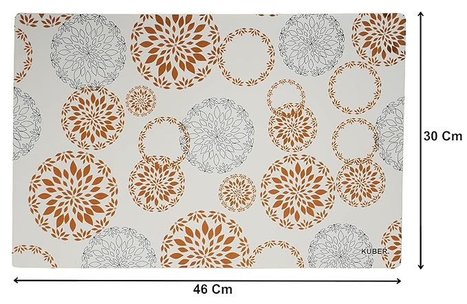 Kuber Industries Design 6 Pieces PVC PVC 6 Piece Dining Table Placemat Set,White, Standard (Hs_37_Kubmart020139, Polyvinyl Chloride)