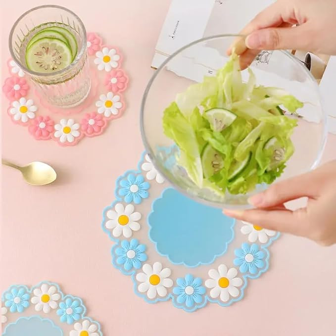 Puno Silicone Hot Pot Holder/Hot Mat/Dining Table mat(3 Set) S-9cm,M-15cm,L-19cm) mat Finish Trivet (Pack of 3)