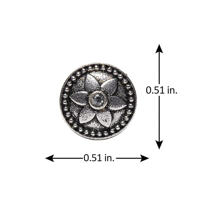 VOYLLA Indie Collectibles Floral Motif Oxidised Silver Nose Pin