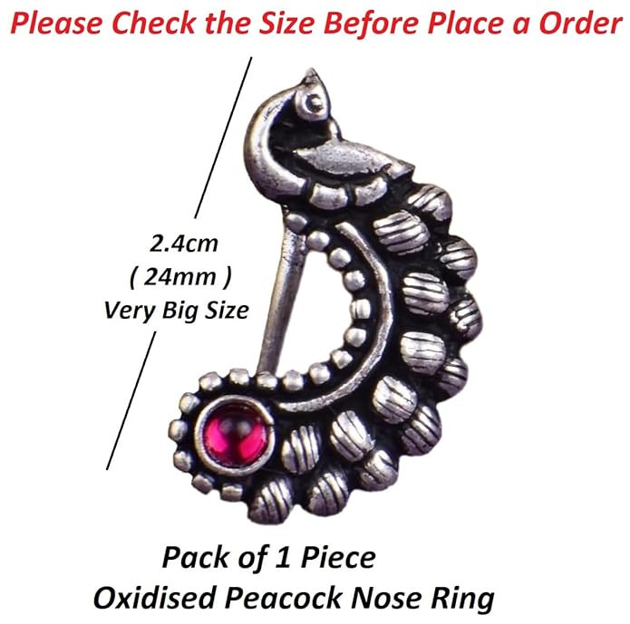 THANU'S CRAFT Maharashtrian Nath Clip on Marathi Nose ring without Piercing Oxidized nose Pin for women & Ladies