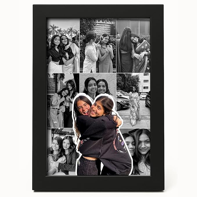 Fairus CUSTOMISED Photo Collage Frame, Spotify Photo Frame with Black Border | 4x6 Inches Gift for Birthday and Friendship, Wall Mountable Picture Display (Collage Frame)