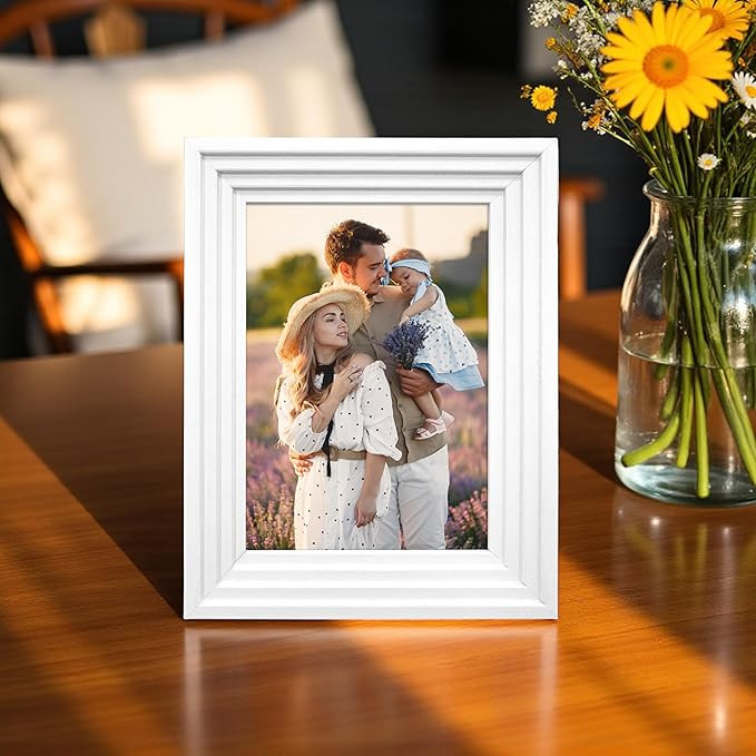 Art Street Premium 3D Table Top Photo Frame, Designer Picture Frames, Home Décor For Office Desk, Bedroom & Living Room (White, Size 5x7 inch)