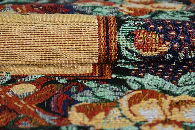 Galaxy Home Decor Dining Table 4 Table Mats with Runner(Mat 13X18 Inches and Runner 13X54 Inches) Washable Cotton Linen Mat Jacquard Fabric,Multicolor(Vegetable Design,4 Mats with Runner),X-Small