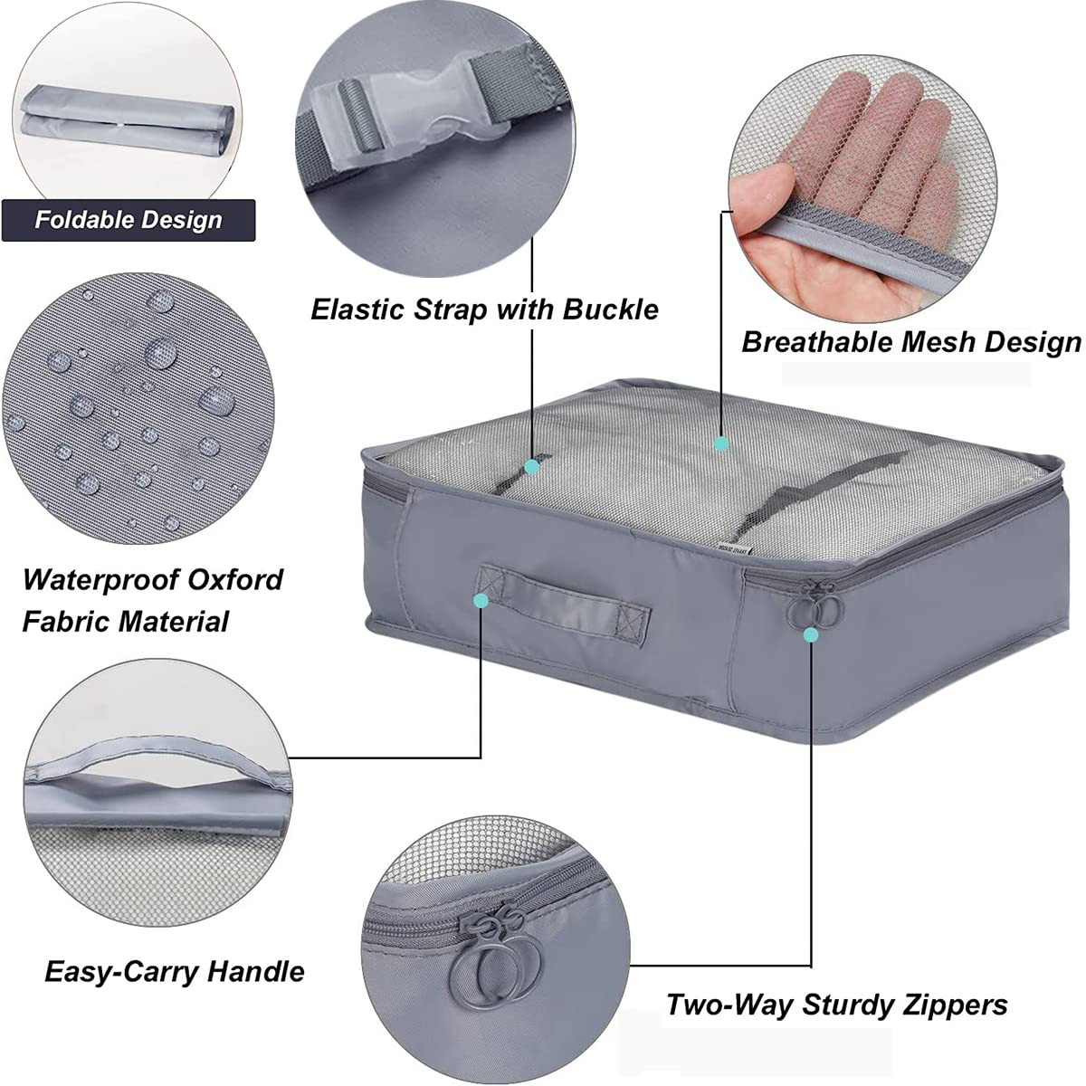 PETRICE Travel Organizer Pouch Packing Cubes for Travel Essentials Toiletry Bag, Travel Luggage Organizers with Laundry Bag Travel Pouch, Packing Cubes Organizer (Grey)