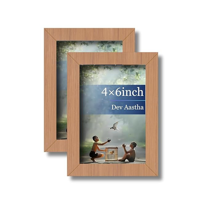 Photo Frame For Wall decoration living room | Pleix Glass Beige Frame Frames For Home/Office | Frames For Wall Decor | photo frame for wall hanging | Perfect For Gifts | Size 4x6 Inch | Pack-2