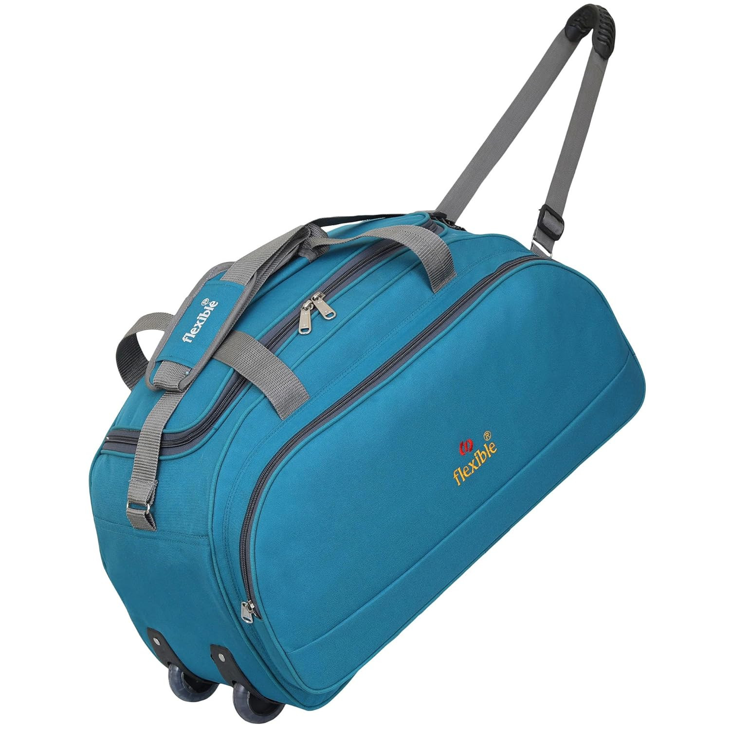 Polyester Duffel Bag Luggage With Wheels Waterproof | Green, 60L | (Width: 36 Cm)