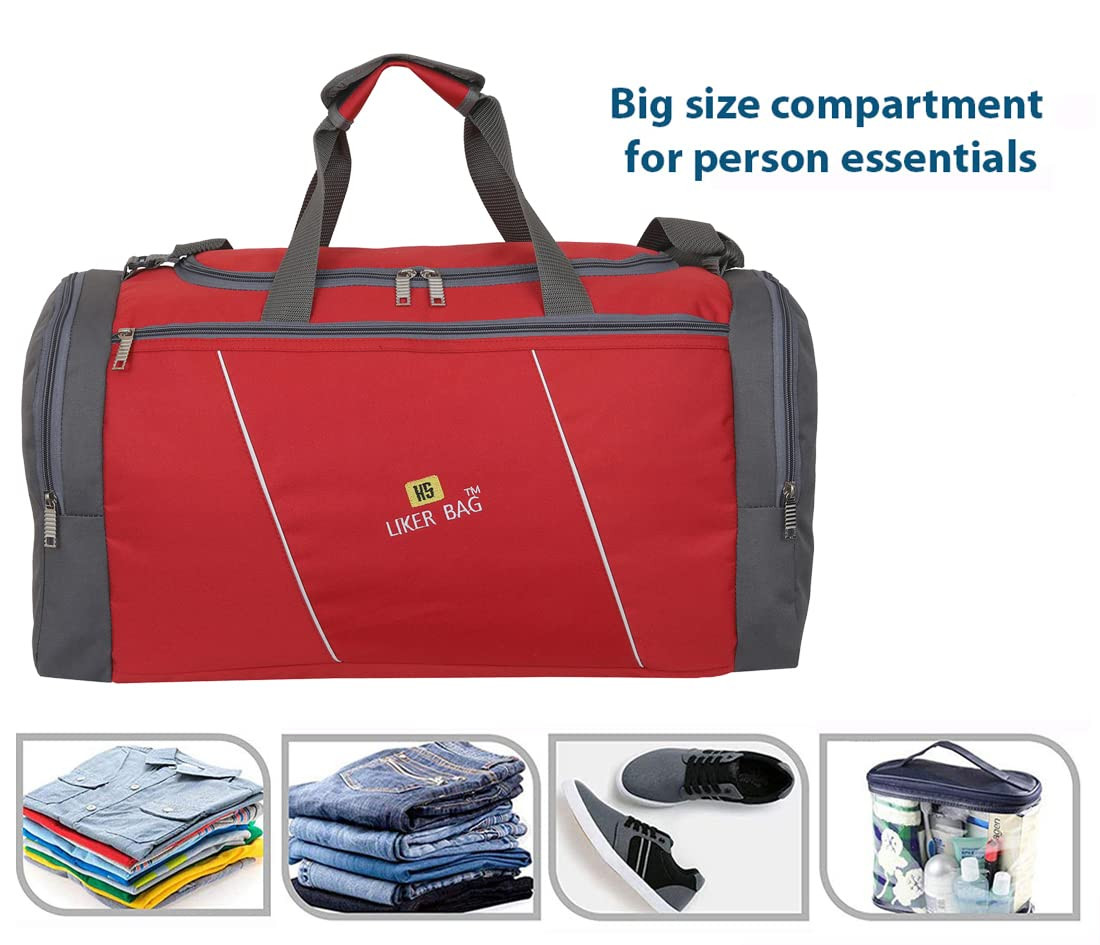 60 L Hand Duffel Bag - Heavy Carrier Luggage Bag Hand Duffel Bag - Luggage Bags for Men & Women 60 L Large Capacity (Red)