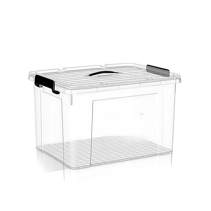 KREPS® Large Plastic Storage Box, Heavy Duty Multipurpose Dustproof Stackable Storage Container with Lid, for Clothes, Toys, Snacks, Books, Home Storage (Pack of 1, Small)