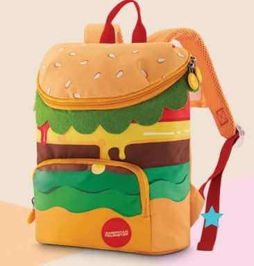 American Tourister 8.5 Litres Coodle 2.0 Burger Backpack with 2 compartment for Boys & Girls, Kids - Burger Brown