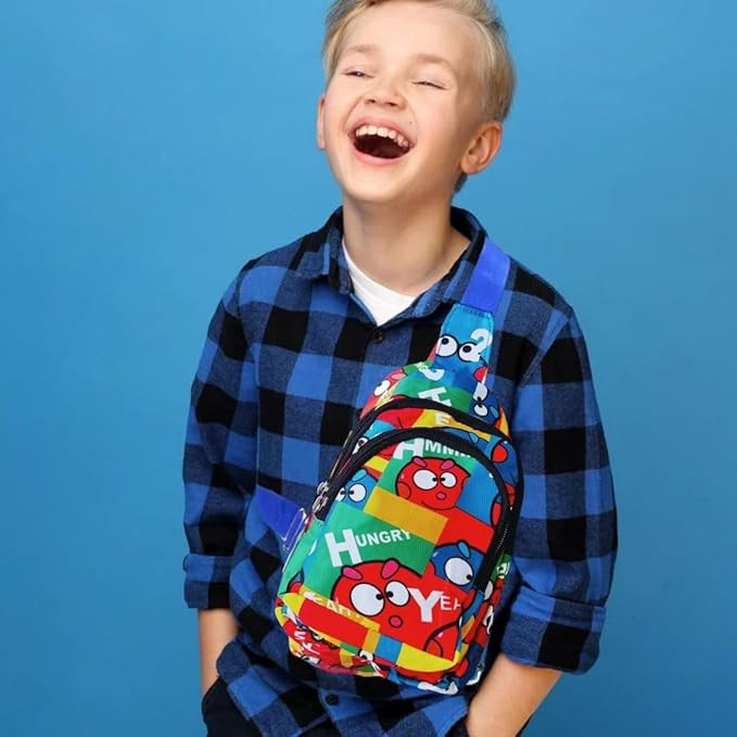 Cots and Cuddles 1pcCartoon Print Colourful Cross body Bags for Boys and Girls Kids School, Picnic, Return Gifts, Office (1pc Crossbody bag)