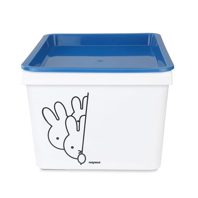 Nayasa Lego Print Stack N Store Multipurpose Plastic Storage Container with Lid | 5 litres | Set of 2 | BPA Free | Durable & Stackable Organizer Box for Clothes, Toys, Books & Household Items | Blue