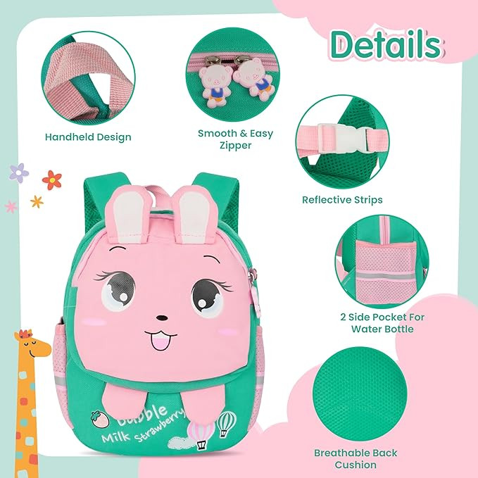 Storite Small Cute Toddler Kids Backpack Ages 2-4 Year Old Boys and Girls, Lightweight and Sturdy, Perfect for Preschool, Nursery (Green)