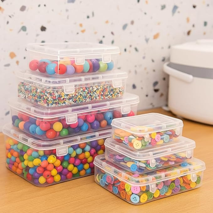 Small Storage Boxes container with Lock Lid,Jewellery Case Organiser(PUREPACK234567), (Size No. -2,3,4,5,6,7) Set Of 6 boxes