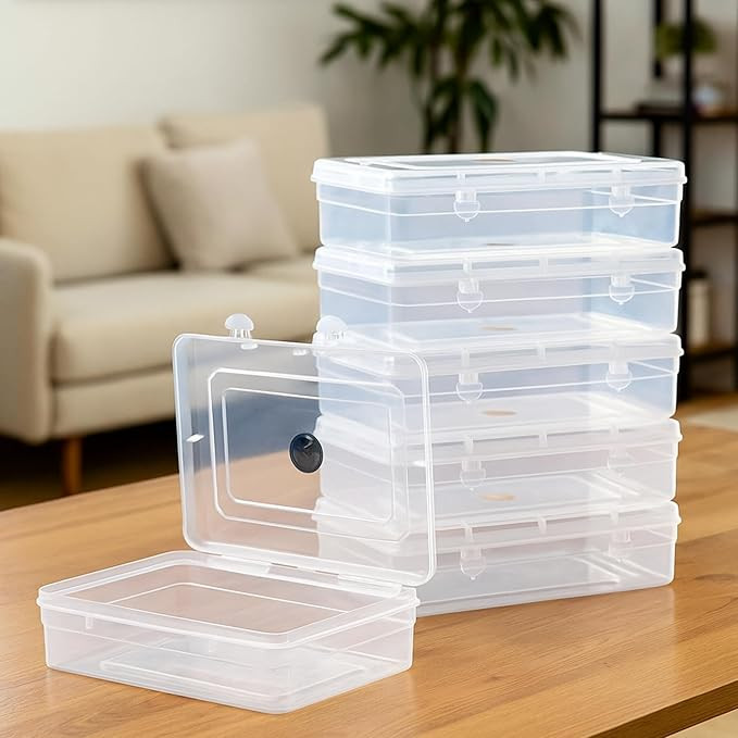 Clear Plastic Medium Storage Boxes (Multi, Standard Size 17 x 12 x 4 cm) – Set of 6 Multipurpose Transparent Organizers for Medicines, Jewelry, Toys, Stationery, Size 44