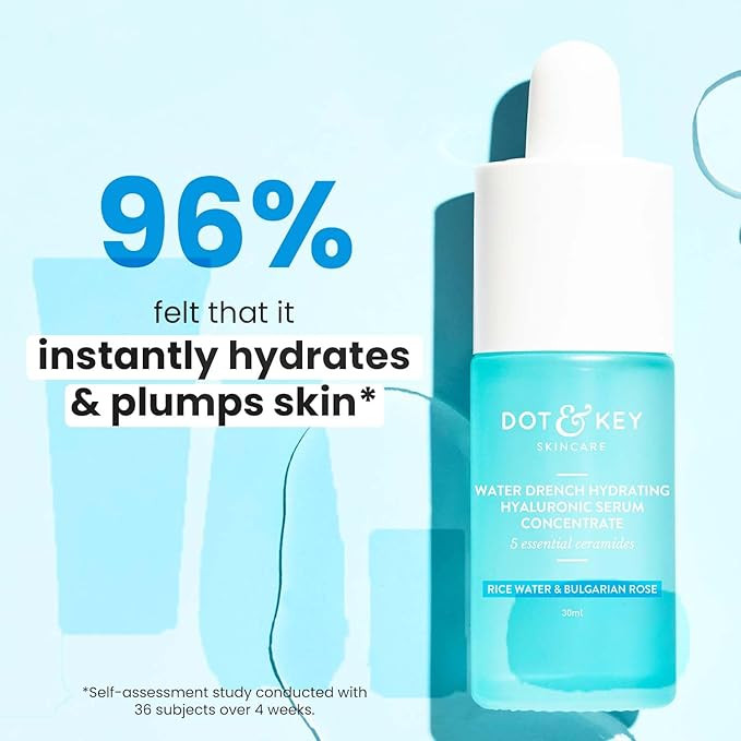 Dot & Key Hydrating Hyaluronic Acid Serum With Vitamin C + E | For Plump, Glowing Skin | Face Serum for Dry Skin, Oily & Normal Skin | With Ceramide & Acai Berry | 30ml