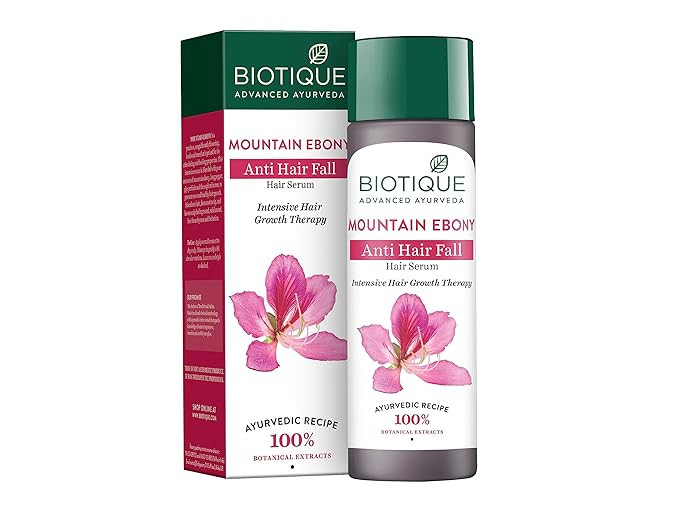 Biotique Bio Mountain Ebony Vitalizing Serum | Prevents Hair Fall & Soothes Scalp| Promotes Hair Growth | 100% Botanical Extracts | Suitable for All Skin Types | 120ml