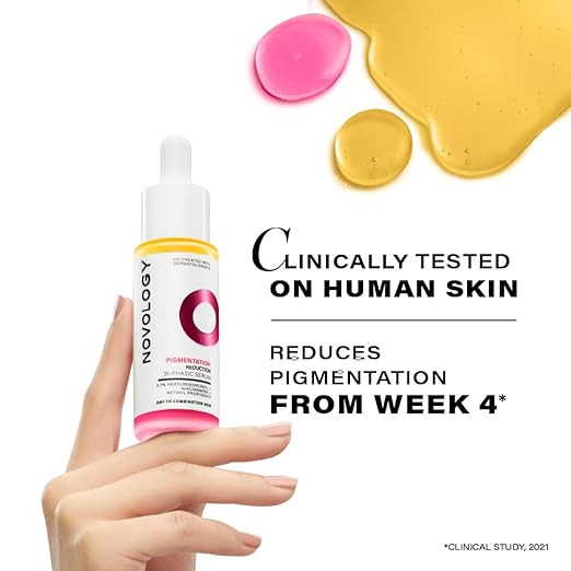 Novology Bi-Phasic Serum for Hyperpigmentation, Dark Spots, Acne Marks and Uneven Skin Tone| Dry-Combination Skin | 28ml