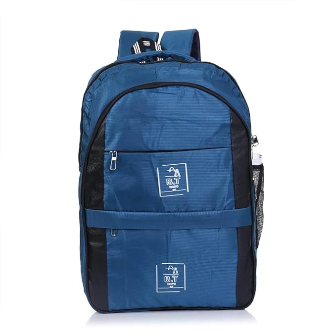 35L Water Resistant School & Laptop Backpack for Men & Women | Blue Casual Bag with 2 Compartments, Front Pockets & Side Bottle Holder