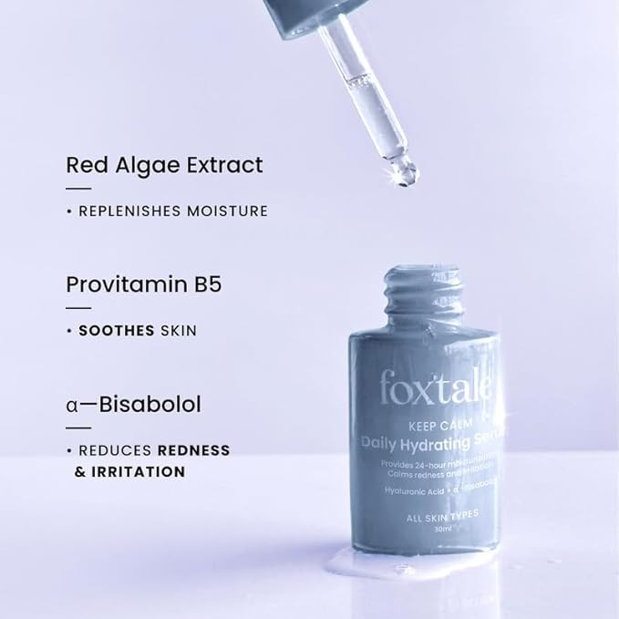 FoxTale Hyaluronic Acid Serum For Plump,Glowing Skin With Vitamin B5,Betaine|Intense 24-Hour Hydration,Brightening|Reduction In Fine Lines&Inflammation|For Dry,Sensitive Skin|Men&Women - 30 Ml