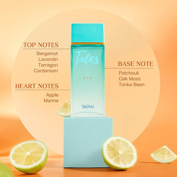 Skinn By Titan | Tales Rio Perfume - 100 Ml | Perfume For Man | Gift for Men | Premium Fragrance | Grooming Essentials | Long Lasting Smell for Men | Fresh, Woody |Eau De Parfum