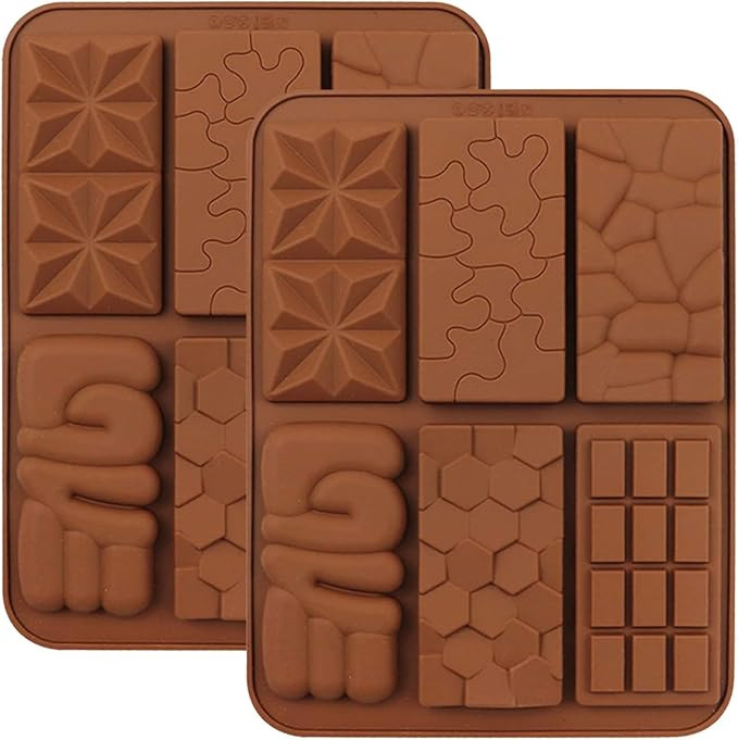 Silicone Chocolate Mould – Non-Stick Molds for Homemade Chocolates, Protein Bars, Energy Bars, Baking, Candy & Jelly – Flexible & Reusable 2 pcs