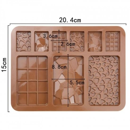 Vedini Silicone 9 Cavity Multi Bar Chocolate Mold/Chocolate Making And Shaping Mould/Waffle Shape Chocolate Mould For Jelly, Candy, Fondant Jkb-638, 50 x 50 x 50 Miimeters