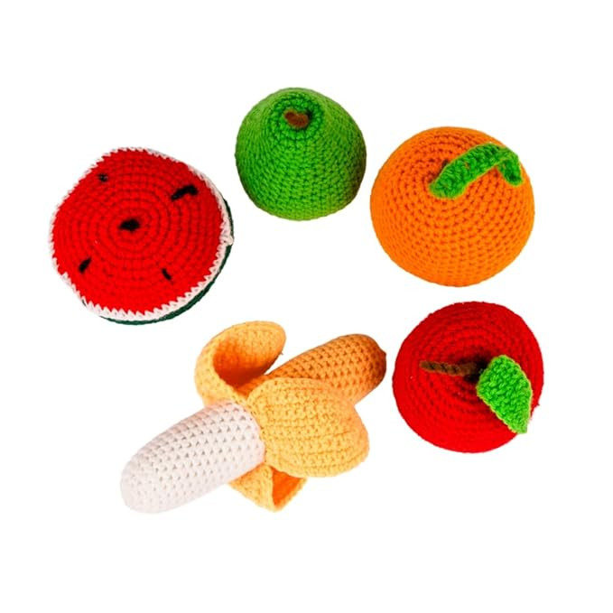 NESTA TOYS Crochet Vegetable Toys | Pretend Play Plush Toys for Kids | Stuffed Toys for Babies (5 Pcs)