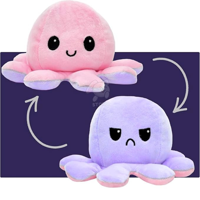Storio Toy Octopus Plushie Reversible Soft Toys for Kids | Plush Soft Toys for Baby Boys and Girls| Best Gift | Octopus Soft Toy for Kids (Multicolor)
