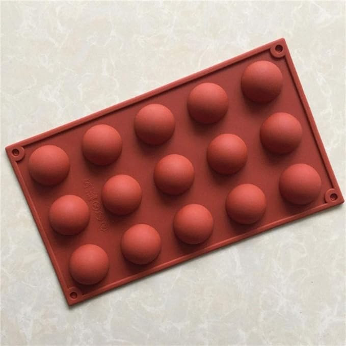 Zollyss 15 Holes Silicone Mold For Chocolate,Cake,Jelly,Pudding,Handmade Soap,Round Shape Half Sphere Mold Non Stick,Bpa Free Cupcake Baking Pan(Pack Of 1,Color: Multi),29.6 x 16.9 x 3.1 Centimeters