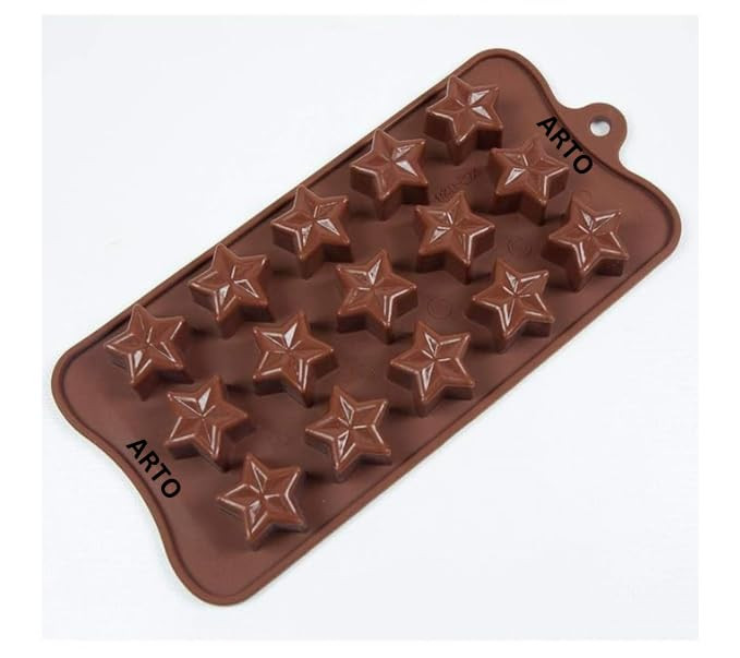 ARTO Star Shaped Silicone Chocolate Mould, 15 Cavities, Brown