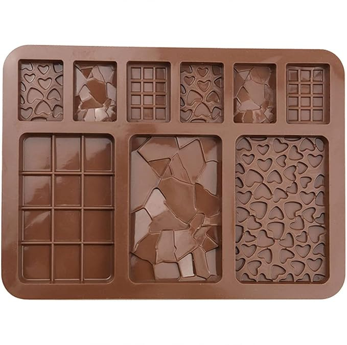 First Try Break-Apart Shape Chocolate Mould|Dairy Milk Chocolate Bar|Silicone Diy 3D Candy Mold|deal for Chocolate, Cake, Brownie Topper, Gummy, Jello and Cake Decoration|Brown - 9 Cavity 1 Mold