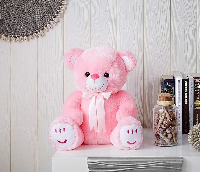 Amazon Brand - Jam & Honey Teddy Bear, Cute, Soft Toy (33 Cm, Pink), Great Birthday Gift