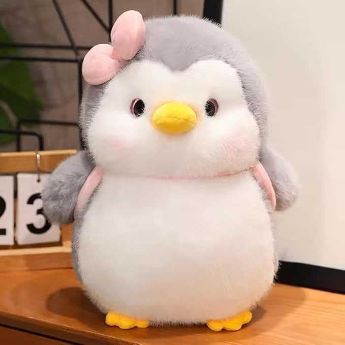 SCOOBA Adorable Penguin Soft Toy with Bag 35cm (Grey Penguin with Bag)