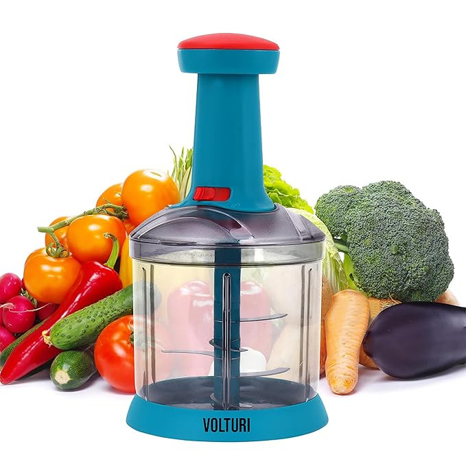 VOLTURI Chopper for Kitchen Use, Push Chopper with 5 Blades, Vegetable Chopper Kitchen Accessories Items for Home Cutting Vegetables, Onion, Ginger, Garlic, Salad, Tomato, Potato (A-1000 ML)
