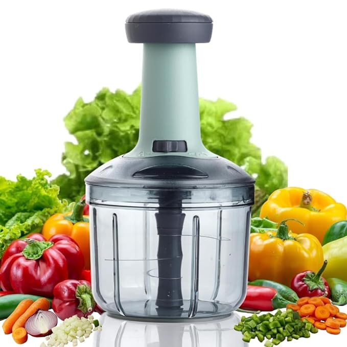 Chopper for Kitchen Use 1000 ML, Push Chopper with 5 Blades, Vegetable ChopperKitchen Accessories Items for Home Cutting Vegetables, Onion, Ginger, Garlic, Salad, Tomato, Potato (Multicolour)