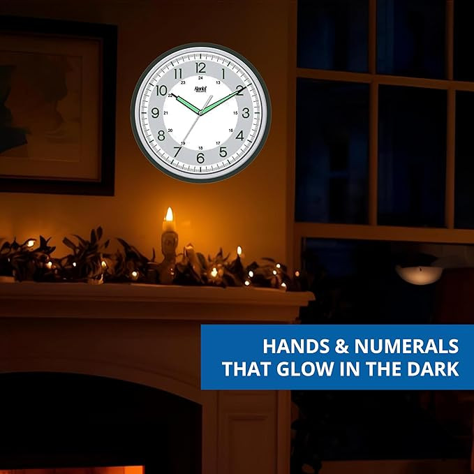 Ajanta Night Glow Radium Plastic Analog Wall Clock (Black, 310X44X310Mm)