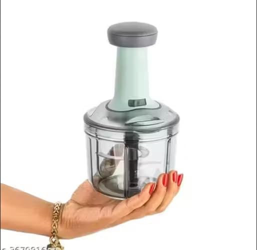 Chopper for Kitchen Use 650ml,3 Blade Steel Large Manual Hand-Press Vegetable Chopper Mixer Cutter Push Chopper to Cut Onion, Salad, Tomato, Potato (Indian,Heavy QUALTY) (650 ML)