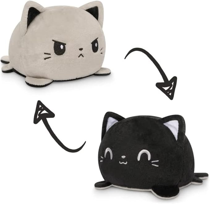 Reversible Octopus Soft Toys for Kids, Octopus Stuffed Animal Plush Soft Toys for Boys and Girls | Octopus Plushie Toy (Happy Black/Angry Grey)