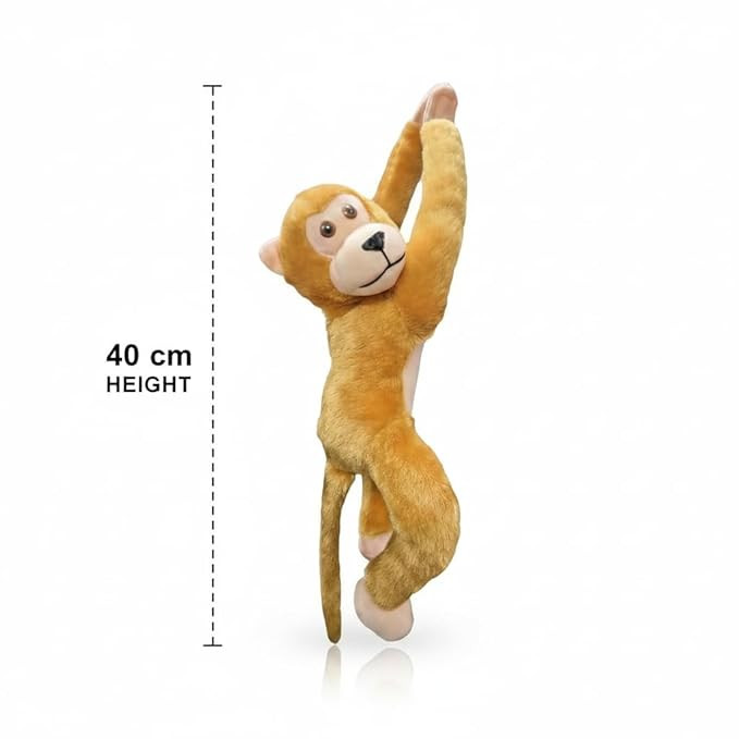 YBN Hanging Monkey Soft Toy – 40cm Adorable Plush Animal for Kids, Boys & Girls – Cute Cuddly Toy with Velcro Hands Nursery Decor