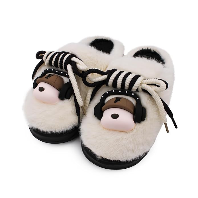 VRITRAZ Women’s Warm Plush Animal Slippers | Cute Cozy Winter Shoes | Soft Fluffy Anti-Slip Indoor Slides for Bedroom & Daily Home Use