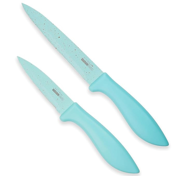 SHOPPOFOBIX Knife Kitchen Knife Chef Knife Color Printing Santoku Knife & Non-Slip Handle with Blade Cover, Stainless Steel(Green, Pack of 2)