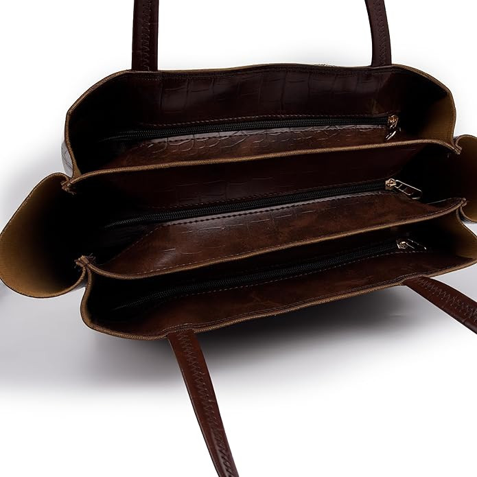 Carrylux Large Capacity Croco Pattern Tote Bags For Womens Big Purses And Handbags Ladies Big Shoulder Bag