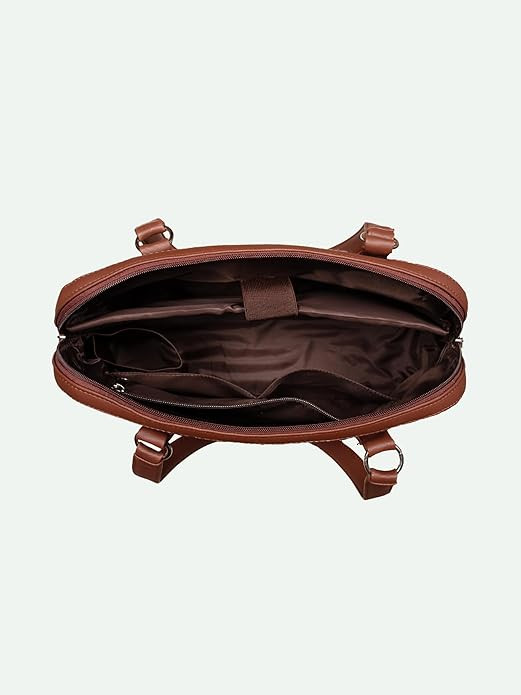 ZOUK Carry All Work Bag | Jute | Vegan Leather Handcrafted Women's Shoulder Bag with Double Handles