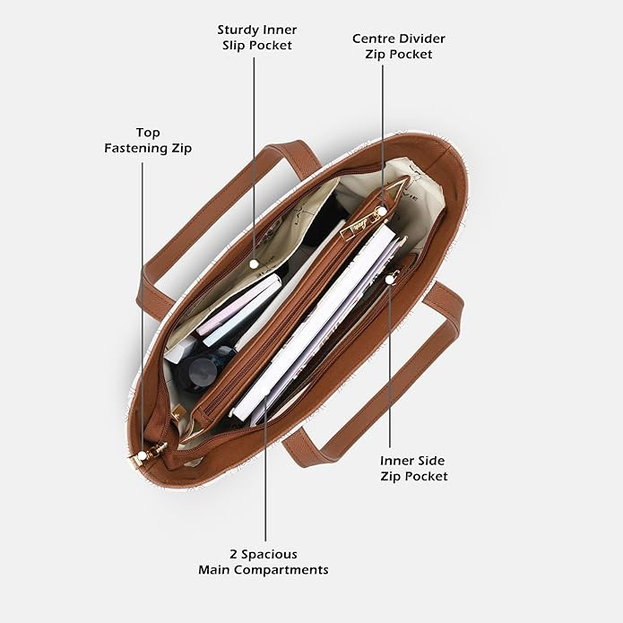 Lavie Women's Mono Betula Tote Handbag for Women | Tote Bag for Work | Ladies purse | Stylish Shoulder Bag | Gift For Women